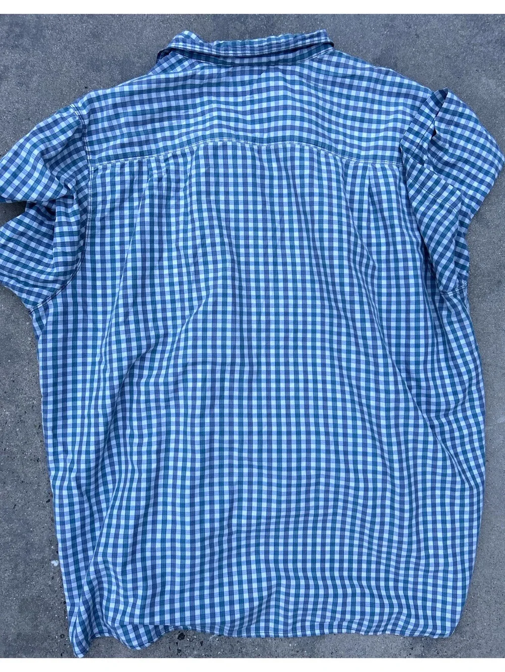 The North Face Men Plaid Short Sleeve Zipped Pocket Button-Up Shirt Blue Size XL